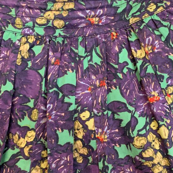 J. Crew Elsie Skirt Purple Nightfall Floral 4 S Green Yellow Small - Picture 6 of 9